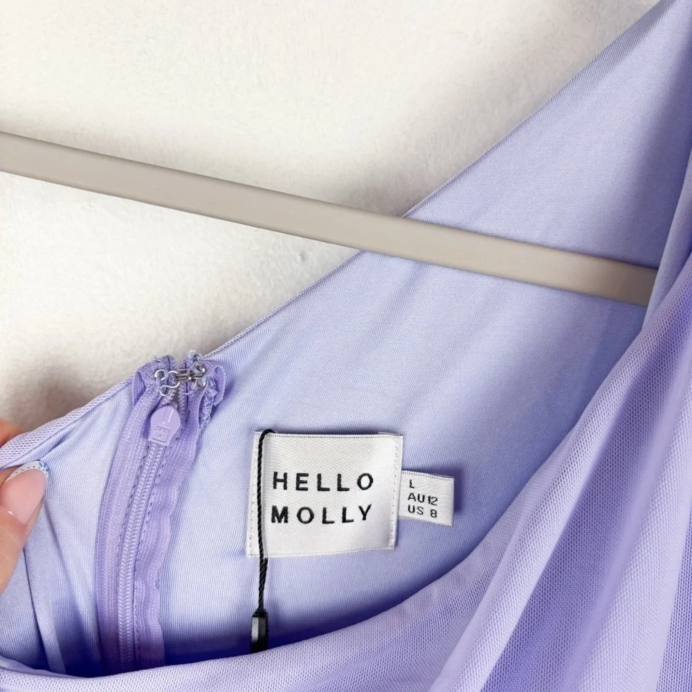 NWT Hello Molly Party It Up Lilac One Shoulder Mini Dress Sz L - Picture 7 of 14